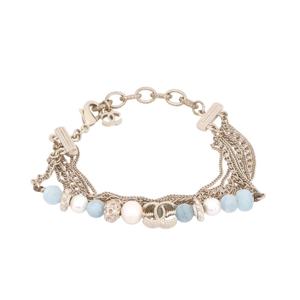 Chanel Cc Logo Pearl Chain Bracelet #355242F76B
